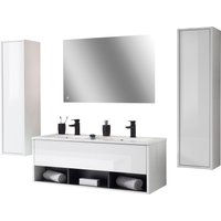 Places of Style Badmöbel-Set "Studio Line, Bad im modernen Design, 4-teiliges Badezimmer", (4 St.), Schrank, Waschtisch und Spiegel, in zwei Farben verfügbar, Stauraum von Places Of Style