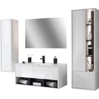 Places of Style Badmöbel-Set "Studio Line, Bad im modernen Design, 4-teiliges Badezimmer", (4 St.), Schrank, Waschtisch und Spiegel, in zwei Farben verfügbar, Stauraum von Places Of Style