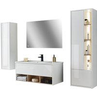 Places of Style Badmöbel-Set "Studio Line, Bad im modernen Design, 4-teiliges Badezimmer", (4 St.), Schrank, Waschtisch und Spiegel, in zwei Farben verfügbar, Stauraum von Places Of Style