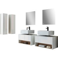 Places of Style Badmöbel-Set "Studio Line, Bad im modernen Design, 6-teiliges Badezimmer", (6 St.), Schrank, Unterschrank und Spiegel, in zwei Farben verfügbar, Stauraum von Places Of Style