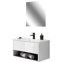 Places of Style Badmöbel-Set "Studio Line, Bad im modernen Design, 2-teiliges Badezimmer", (2 St.), Waschtisch und Spiegel, in zwei Farben verfügbar, viel Stauraum von Places Of Style