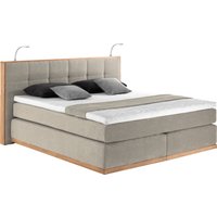 Places of Style Boxspringbett Vinton, mit LED-Beleuchtung, Massivholzrahmen, verschiedene Härtegrade auswählbar von Places Of Style