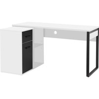 Places of Style Eckschreibtisch "Moid, Computertisch, Kabeldurchlass, mit Regalfächern,", Schublade und Tür, flexibles Regalelement, 140x82-115 cm von Places Of Style