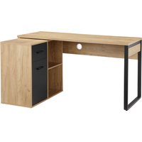 Places of Style Eckschreibtisch "Moid, Computertisch, Kabeldurchlass, mit Regalfächern,", Schublade und Tür, flexibles Regalelement, 140x82-115 cm von Places Of Style