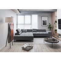 INOSIGN Ecksofa "Ancona New, wahlweise motorische Sitztiefenverstellung, auch in Cord", feine Steppung, mit Kopfteilverstellung, 3 Zierkissen, L-Form von Inosign