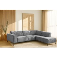 Places of Style Ecksofa "Lorcan, Breite 275 cm, weiches Sitzgefühl", mit schwarzen Metallfüßen, Lederoptik und in weichem Strukturstoff von Places Of Style