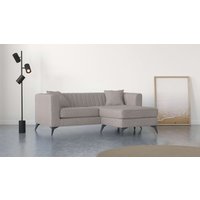 Places of Style Ecksofa "MATTHEW L-Form ideal für kleine Räume, Maße B/T/H: 201/162/74 cm", elegantes Designsofa, feine Steppung im Rücken, incl. Zierkissen von Places Of Style