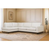 Places of Style Ecksofa "Pinto, 290 cm, Cord, Chenille, Lederoptik, Ottomane links / rechts", mit Keder, schwarze Metallfüße, Wellenunterfederung von Places Of Style