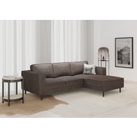 Places of Style Ecksofa "Watkins, wahlweise mit Schlaffunktion/Bettkasten, moderne offene Naht", Recamiere beidseitig montierbar, L-Form, Breite 232 cm von Places Of Style