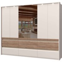 Places of Style Kleiderschrank "Invictus, UV lackiert, FSC-zertifiziert, grifflose Optik", (abgerundete Schubladen aus MDF im Holzdekor, soft-close), mit Beleuchtung und Spiegel, in 4 Breiten, hoher Schrank (226cm) von Places Of Style