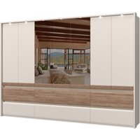 Places of Style Kleiderschrank "Invictus, UV lackiert, FSC-zertifiziert, grifflose Optik", (abgerundete Schubladen aus MDF im Holzdekor, soft-close), mit Beleuchtung und Spiegel, in 4 Breiten, hoher Schrank (226cm) von Places Of Style