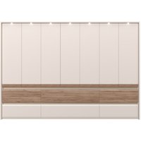 Places of Style Kleiderschrank "Invictus, UV lackiert, kratzfest, FSC-zertifiziert, grifflose Optik", (abgerundete Schubladen aus MDF im Holzdekor, soft-close), mit Beleuchtung und Passpartourahmen, hoher Schrank (226cm), 6 Breiten von Places Of Style