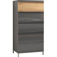 Places of Style Schubkastenkommode "Onyx, hohe Kommode mit 5 Schubladen, UV Lackierung Hochglanz", (FSC-zertifizierter Holzwerkstoff; Made in Europe), mit Soft-Close-Funktion, Maße (B/T/H) 60/45/123cm von Places Of Style