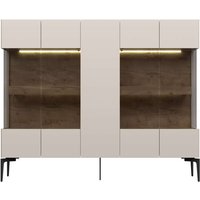 Places of Style Highboard "Sky45 Kommode mit Glastüren, Höhe 142 cm", Vitrine, Lackiert mit wasserbasiertem UV-Lack von Places Of Style