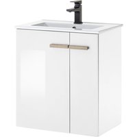 Places of Style Waschtisch "SOLiD, Unterschrank inkl. Waschbecken, Badschrank mit Holzgriffe", in zwei Farben verfügbar, inkl. Waschbecken, Breite 60 cm von Places Of Style
