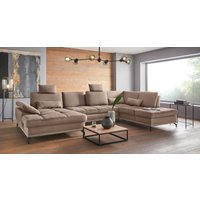 Places of Style Wohnlandschaft "Costello U-Form, mit Sitztiefenverstellung, Armteilverstellung und", 3 Nierenkissen, optional Bettfunktion und Bettkasten von Places Of Style