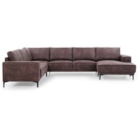 Places of Style Wohnlandschaft "XXL Sofa Oland, Struktur, Flachgewebe, Luxus-Microfaser, Boucle", U-Form, 342 cm, Wellenunterfederung, Skandi-Design, Metallfüße von Places Of Style