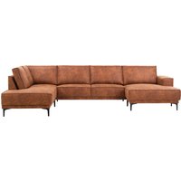 Places of Style Wohnlandschaft "XXL Sofa Oland, Struktur, Flachgewebe, Luxus-Microfaser, Boucle", U-Form, 345 cm, Wellenunterfederung, Skandi-Design, Metallfüße von Places Of Style
