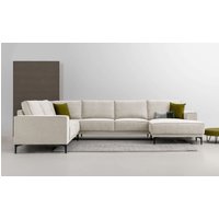 Places of Style Wohnlandschaft "XXL Sofa Oland, Struktur, Flachgewebe, Luxus-Microfaser, Boucle", U-Form, 342 cm, Wellenunterfederung, Skandi-Design, Metallfüße von Places Of Style