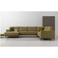 Places of Style Wohnlandschaft "XXL Sofa Oland, Struktur, Flachgewebe, Luxus-Microfaser, Boucle", U-Form, 342 cm, Wellenunterfederung, Skandi-Design, Metallfüße von Places Of Style