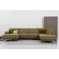 Places of Style Wohnlandschaft "XXL Sofa Oland, Struktur, Flachgewebe, Luxus-Microfaser, Boucle", U-Form, 345 cm, Wellenunterfederung, Skandi-Design, Metallfüße von Places Of Style