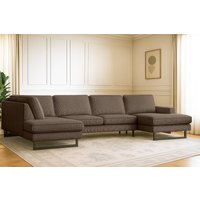 Places of Style Wohnlandschaft "Pinto, 350 cm, U-Form, XXL, mit Ottomanen", Cord, Chenille, Lederoptik, mit Keder, Metallfüße, Wellenunterfederung von Places Of Style