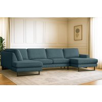 Places of Style Wohnlandschaft "Pinto, 350 cm, U-Form, XXL, mit Ottomanen", Cord, Chenille, Lederoptik, mit Keder, Metallfüße, Wellenunterfederung von Places Of Style