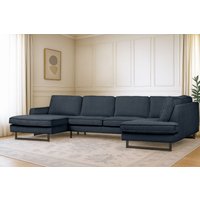 Places of Style Wohnlandschaft "Pinto, 350 cm, U-Form, XXL, mit Ottomanen", Cord, Chenille, Lederoptik, mit Keder, Metallfüße, Wellenunterfederung von Places Of Style