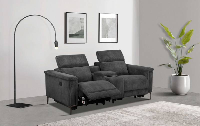 Places of Style 2-Sitzer Lund in Cord, 2er-Kinosofa, TV-Sessel, Multimedia-Sofa, USB-A, m. elektrischer o. manueller Relaxfunktion, Getränkehalter u. Staufach von Places of Style