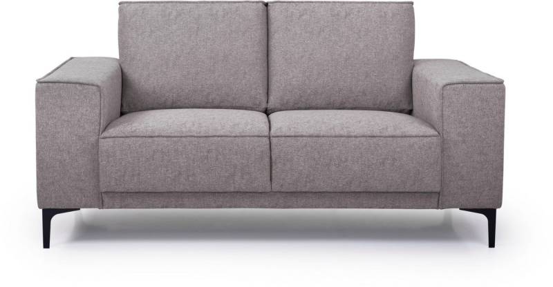 Places of Style 2-Sitzer Kompaktsofa Oland, Struktur, Flachgewebe, Luxus-Microfaser, Boucle, 164 cm, Wellenunterfederung, Skandi-Design, Metallfüße von Places of Style