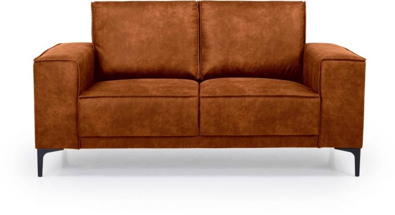 Places of Style 2-Sitzer Kompaktsofa Oland, Struktur, Flachgewebe, Luxus-Microfaser, Boucle, 164 cm, Wellenunterfederung, Skandi-Design, Metallfüße von Places of Style