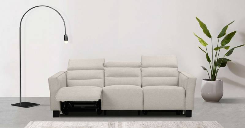 Places of Style 3-Sitzer Carpari, 224cm, manuelle od. elektrische Relaxfunktion in 2 Sitzen, mit USB-A/C, Kopfteilverstellung, Echtleder, Kunstleder, Webstoff von Places of Style
