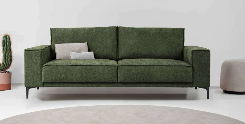 Places of Style 3-Sitzer 3er Sofa Oland, Struktur, Flachgewebe, Luxus-Microfaser, Boucle, 224 cm, Wellenunterfederung, Skandi-Design, Metallfüße von Places of Style