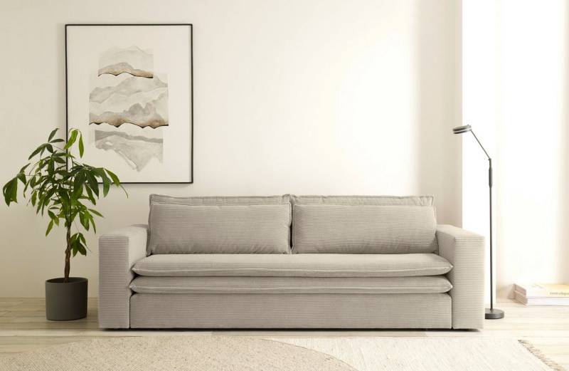 Places of Style 3-Sitzer PIAGGE, Cord-Bezug - mit Bettfunktion und Bettkasten, mit praktischem Topper von Places of Style