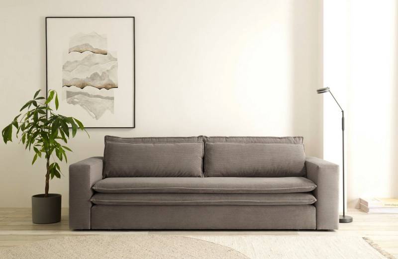 Places of Style 3-Sitzer PIAGGE, Cord-Bezug - mit Bettfunktion und Bettkasten, mit praktischem Topper von Places of Style