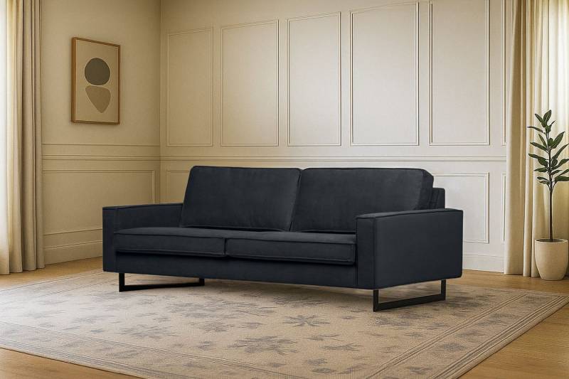 Places of Style 3-Sitzer Maxi-Ausführung Pinto, 236 cm, Cord, Chenille, Lederoptik, mit Keder, schwarze Metallfüße, Wellenunterfederung von Places of Style