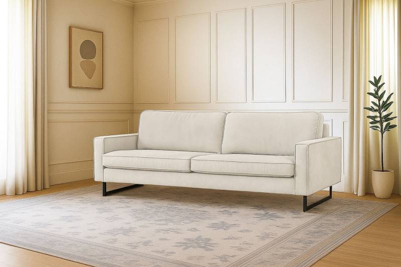 Places of Style 3-Sitzer Maxi-Ausführung Pinto, 236 cm, Cord, Chenille, Lederoptik, mit Keder, schwarze Metallfüße, Wellenunterfederung von Places of Style