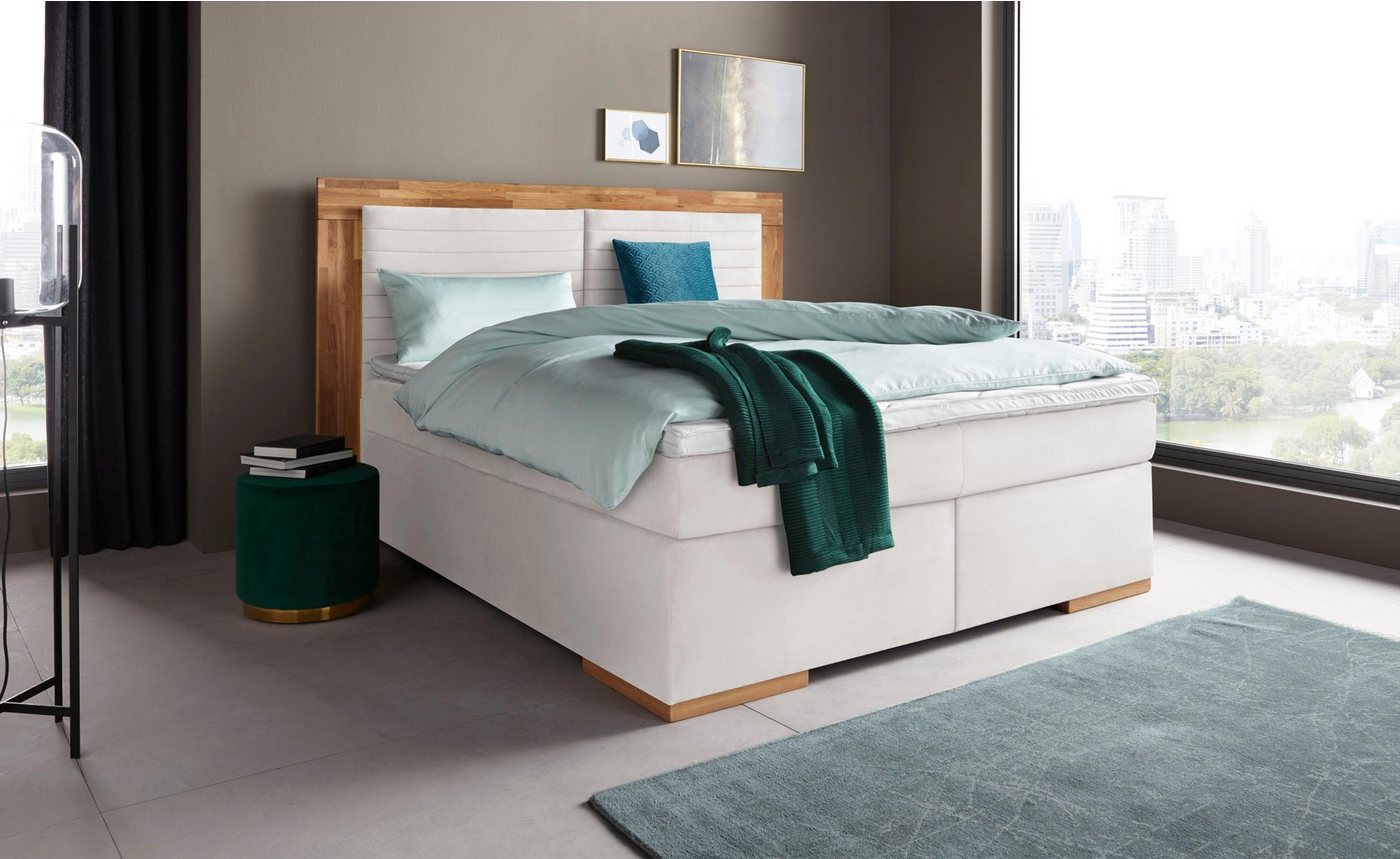 Places of Style Boxspringbett Cup, mit Massivholzrahmen, mit Topper, in 2 Härtegraden, in 3 Breiten Places of Style Boxspringbett Cup, mit Massivholzrahmen, mit Topper, in 2 Härtegraden, in 3 Breiten von Places of Style
