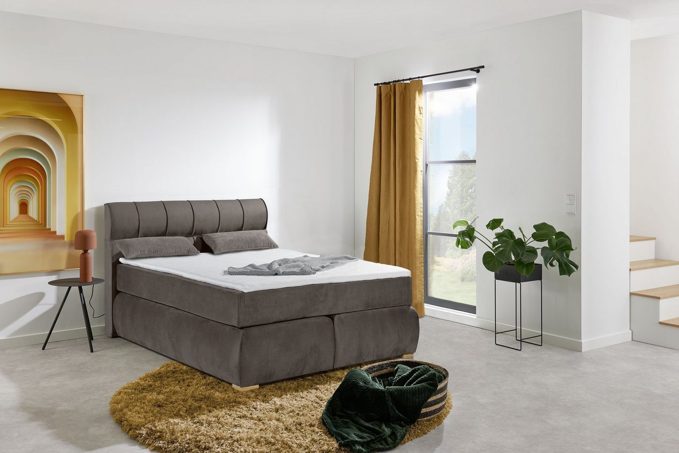 Places of Style Boxspringbett Felicia, in H4, inkl. Topper und Bettkasten von Places of Style