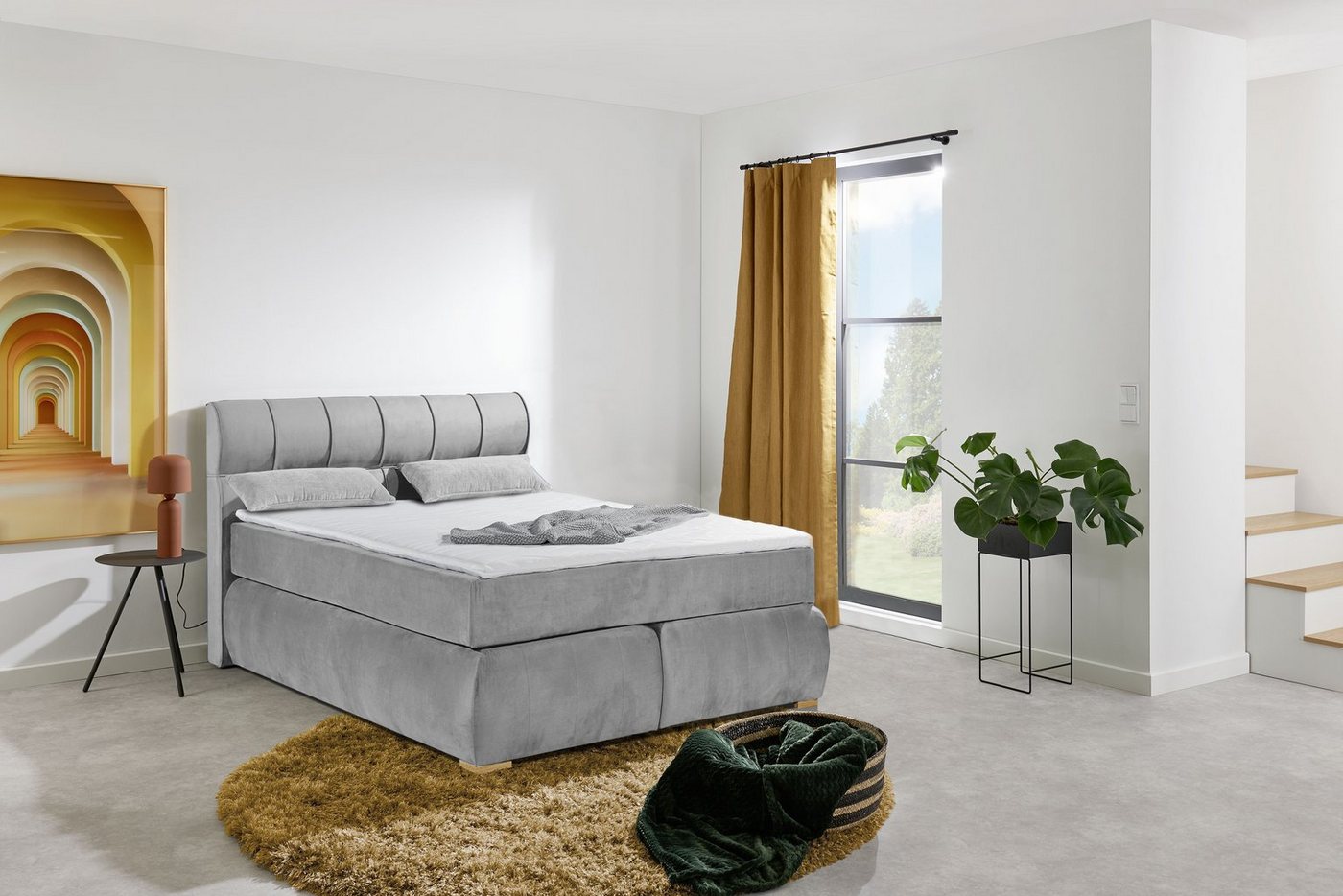 Places of Style Boxspringbett Felicia, in H4, inkl. Topper und Bettkasten von Places of Style
