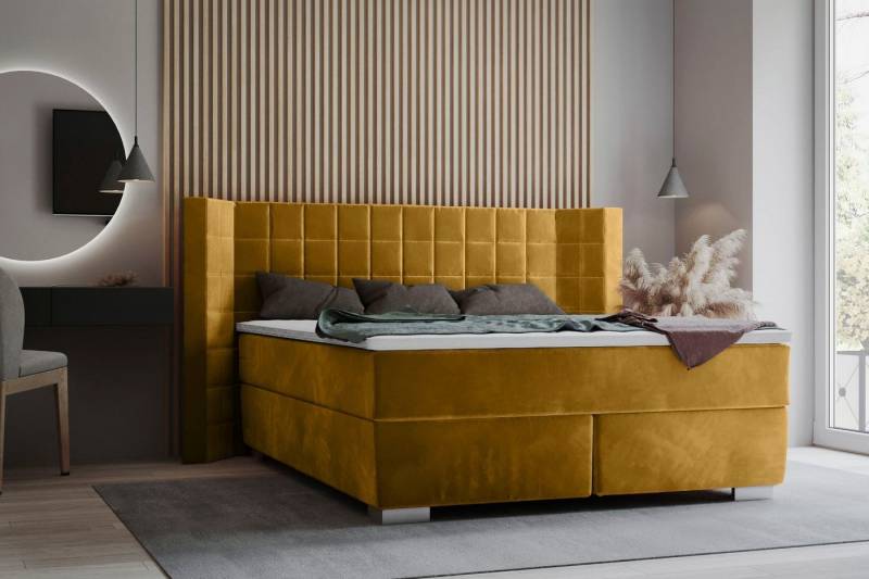 Places of Style Boxspringbett Piazza, mit Steppung und Kopfteil mit seitlichen Flügeln von Places of Style