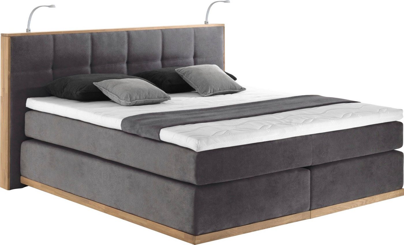 Places of Style Boxspringbett Vinton, aus Eiche, mit LED-Beleuchtung, verschiedene Härtegrade (auch H4) von Places of Style