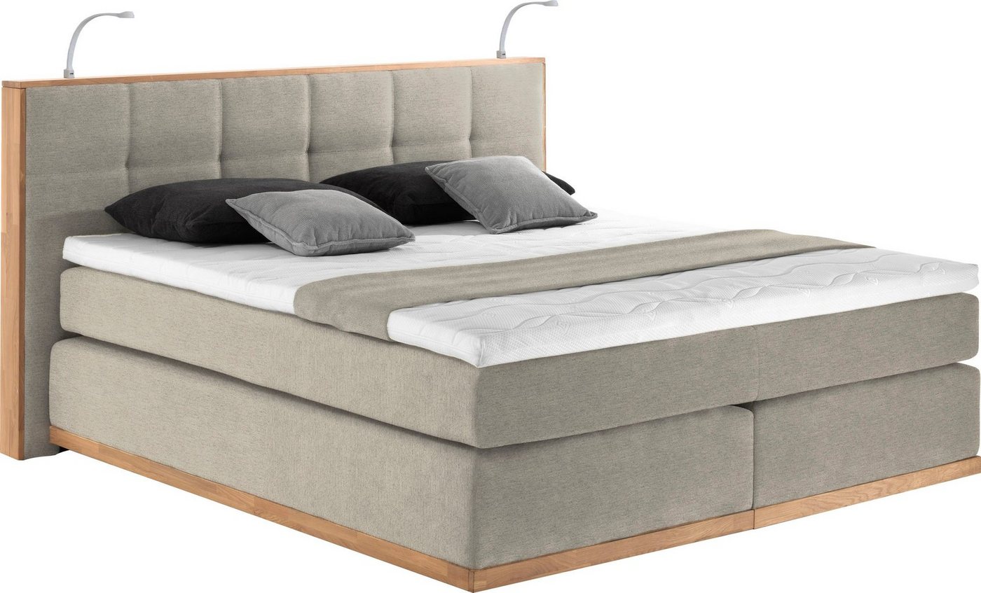 Places of Style Boxspringbett Vinton, aus Eiche, mit LED-Beleuchtung, verschiedene Härtegrade (auch H4) von Places of Style