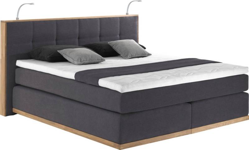 Places of Style Boxspringbett Vinton, aus Eiche, mit LED-Beleuchtung, verschiedene Härtegrade (auch H4) von Places of Style
