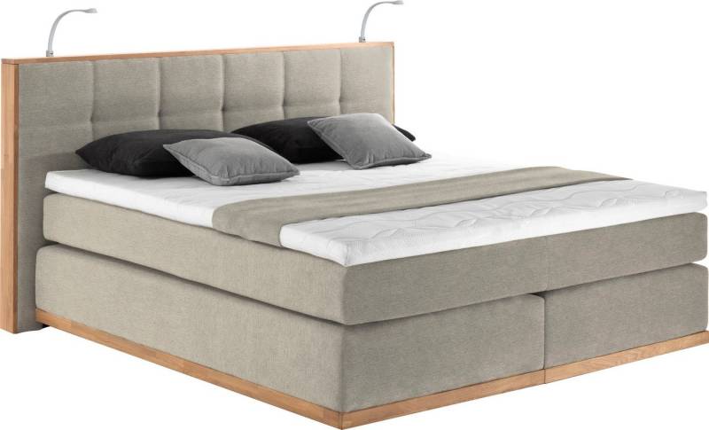 Places of Style Boxspringbett Vinton, aus Eiche, mit LED-Beleuchtung, verschiedene Härtegrade (auch H4) von Places of Style
