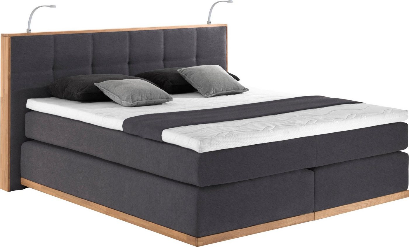 Places of Style Boxspringbett Vinton, aus Eiche, mit LED-Beleuchtung, verschiedene Härtegrade (auch H4) von Places of Style