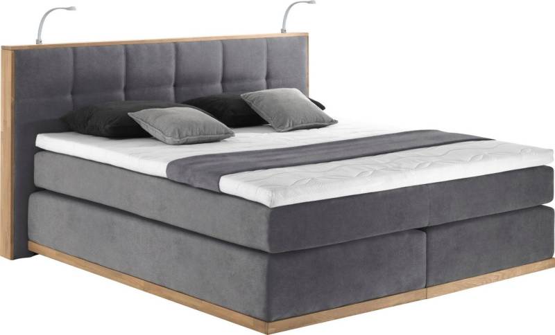 Places of Style Boxspringbett Vinton, aus Eiche, mit LED-Beleuchtung, verschiedene Härtegrade (auch H4) von Places of Style
