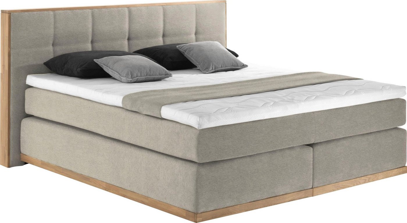 Places of Style Boxspringbett Vinton, aus massiver Eiche, verschiedene Härtegrade (auch H4) von Places of Style