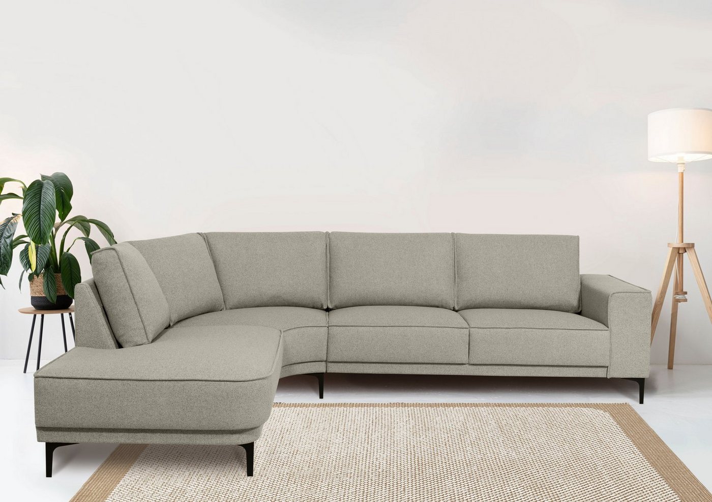 Places of Style Ecksofa Casina, mit abgerundeter Ottomane, in einem weichen Chenille-Stoff von Places of Style