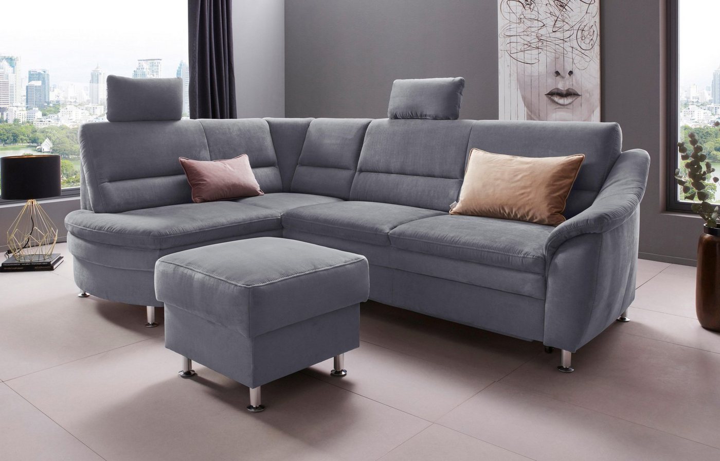 Places of Style Ecksofa Cardoso L-Form, Federkern, wahlweise mit Bett, Schubkasten von Places of Style